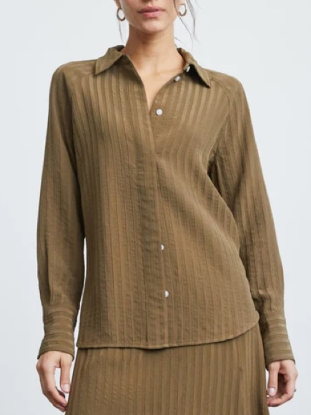 Everlane The City Stripe Shirt in Olive